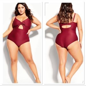 City Chic Andros One Piece Swimsuit in Marrakech Red SZ XL/US 22 NWT